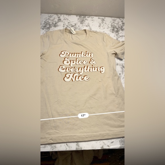 Pumpkin spice & everything nice cream lightweight casual tee shirt size small - Picture 8 of 14